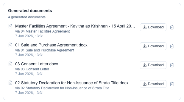 FormBox document automation on a matter record